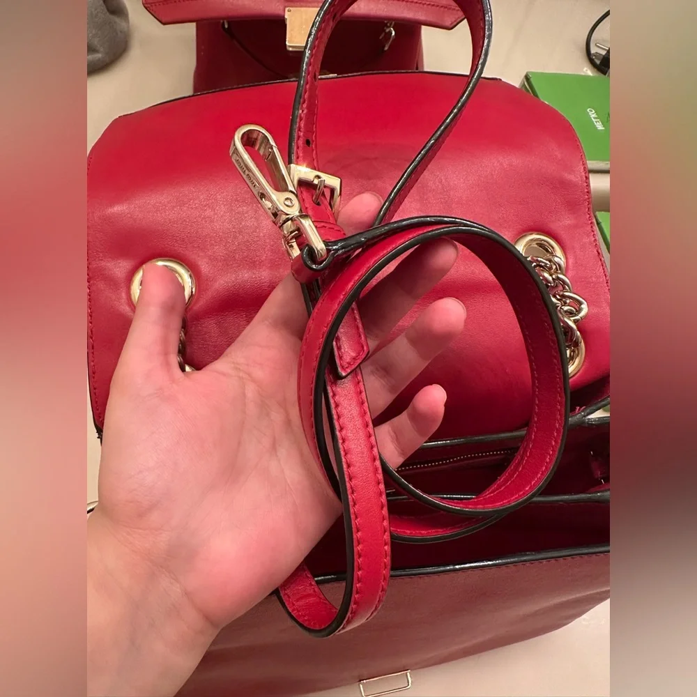 Very rare Miu Miu $2500 Authentic Red Leather Chain Handle Shoulder Bag.